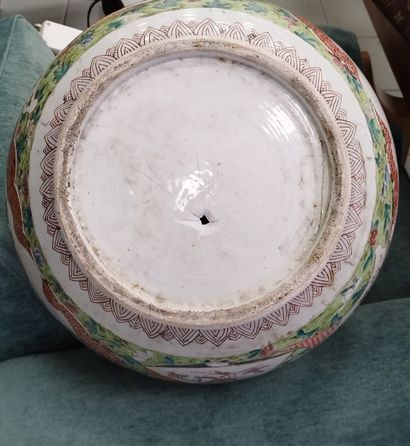 LARGE double gourd porcelain VASE with polychrome...
