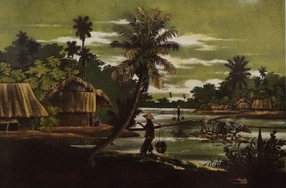 VIETNAM XXth century

Landscape with a river

Lacquer...
