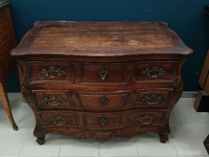 Tombstone COMMODE in natural wood, curved...