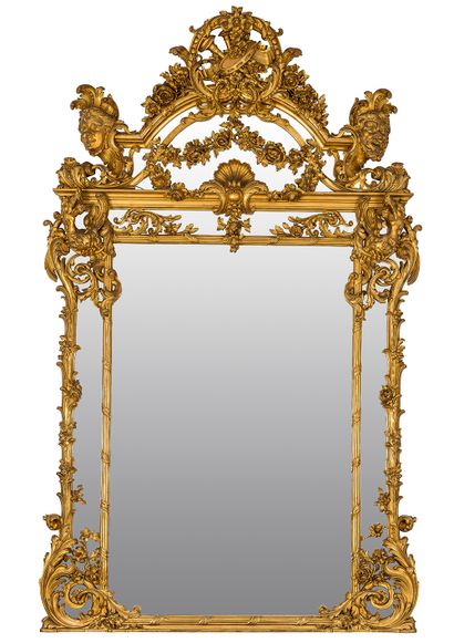 Rectangular gilded wood mirror decorated...