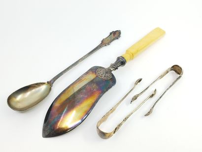 PELLE à gâteaux en argent manche en os à...