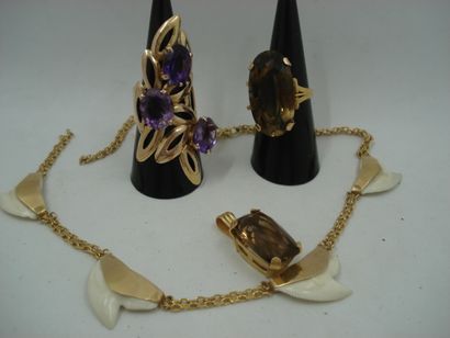 2 Bagues Or jaune 14kt et pierres 18,12 g...