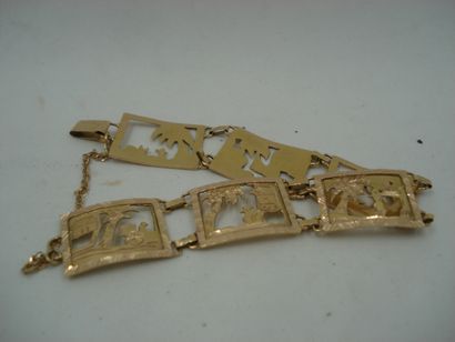1 Bracelet Or 14kt 11,87 g motifs paysag...