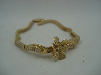 1 Bracelet Or jaune semi rgd 18kt orné de...