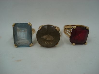 3 Bagues Or 18kt et pierres 27,56 g