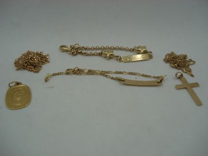 2 Bracelets Or 18kt 6,24 g 1 Pendentif Médaille...