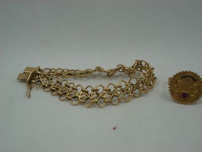 1 Bracelet souple Or 18kt 11,10 g 1 Bague...