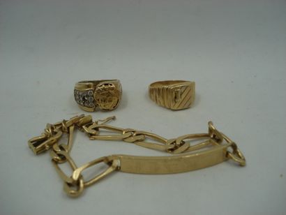 2 Bagues Or 18kt et pierres 15,50 g 1 Bracelet...