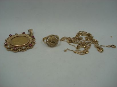 1 Bague Or 18kt et pierres 2,39 g deteriorée...