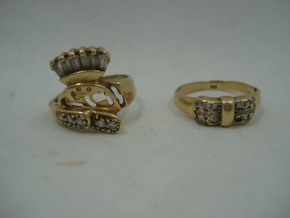 2 Bagues Or 18kt et pierres 8,63 g déteriorées...
