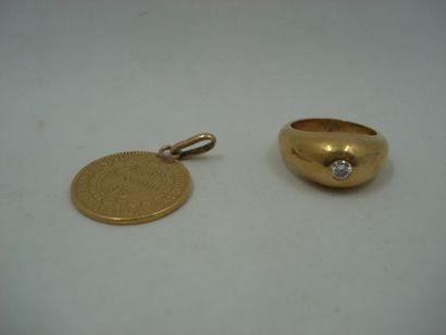 1 Bague jonc Or 18kt et brillant env 0,15...