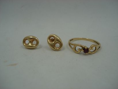1 Bague Or 18kt et pierre 1,49 g 1 Paire...