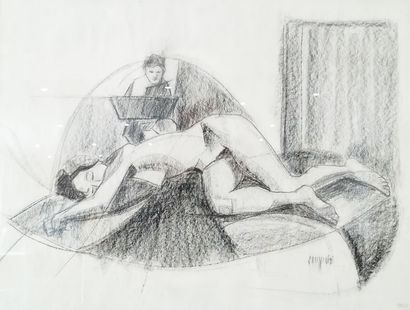 SEMPERE Flavien (1936-2022) 
La pose du modele
Dessin...
