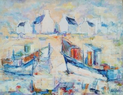 SEMPERE Flavien (1936-2022) 
Le port de l'echiagat
Huile...