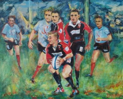 SEMPERE Flavien (1936-2022) 
RCT, l'attaque
Huile...
