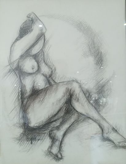 SEMPERE Flavien (1936-2022) 
Nue assise
Dessin...