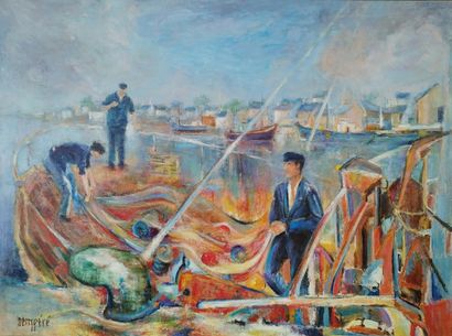 SEMPERE Flavien (1936-2022) 
Travail à bord
Huile...