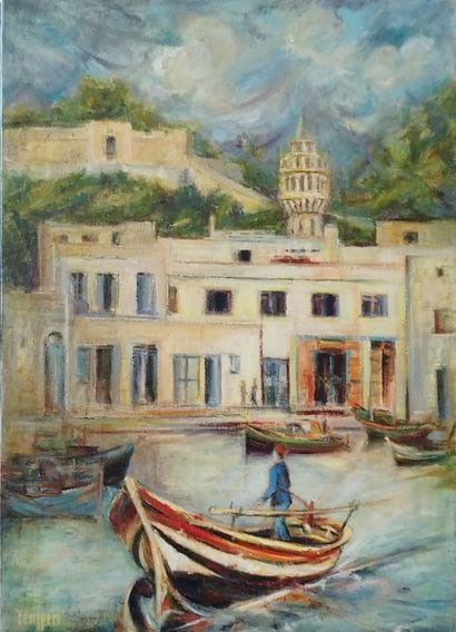 SEMPERE Flavien (1936-2022) 
Le port de Bizerte
Huile...