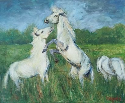 SEMPERE Flavien (1936-2022) 
Chevaux caracolant...