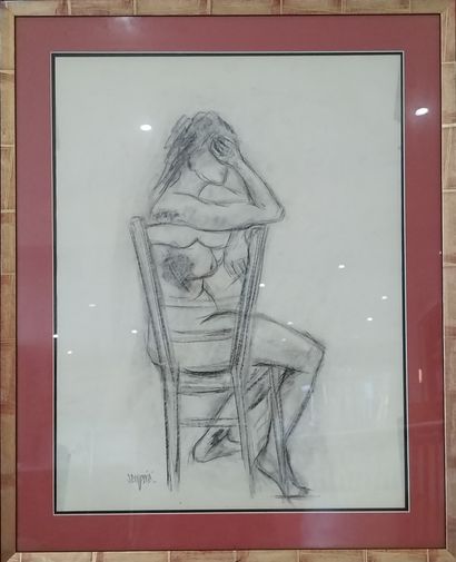 SEMPERE Flavien (1936-2022) 
Nu sur une chaise
Dessin...
