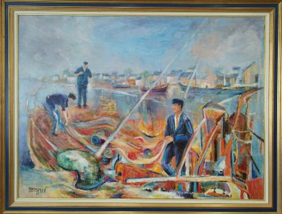 SEMPERE Flavien (1936-2022) 
Travail à bord
Huile...