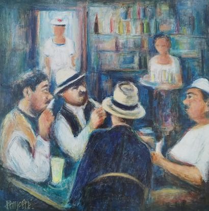 SEMPERE Flavien (1936-2022) 
Café du port
Huile...