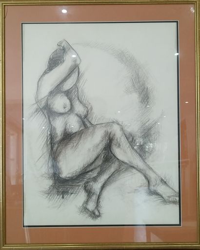 SEMPERE Flavien (1936-2022) 
Nue assise
Dessin...
