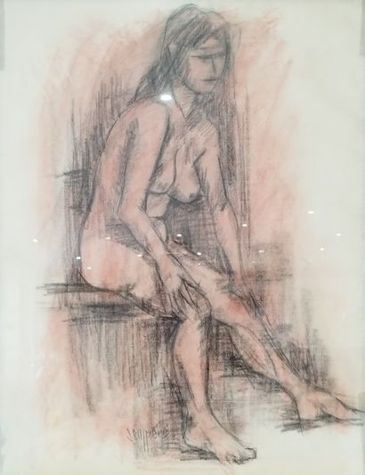 SEMPERE Flavien (1936-2022) 
Nu assise
Dessin...