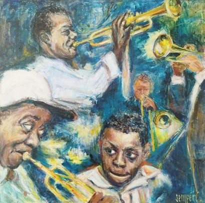 SEMPERE Flavien (1936-2022) 
Les musiciens
Huile...