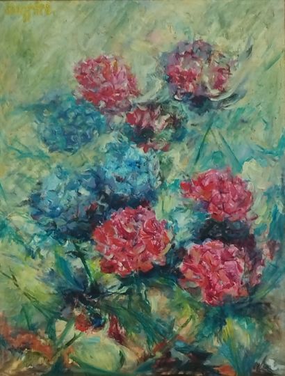 SEMPERE Flavien (1936-2022) 
Les hortensias
Huile...