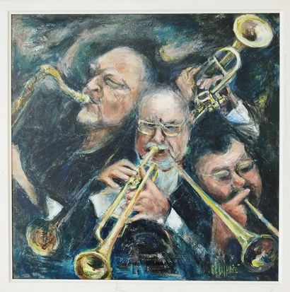 SEMPERE Flavien (1936-2022) 
Les jazzmens
Huile...