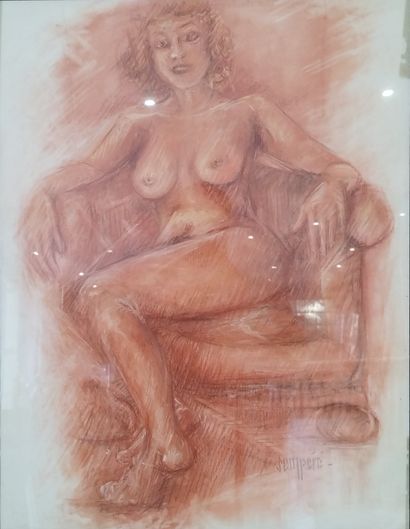 SEMPERE Flavien (1936-2022) 
Nu sur le fauteuil
Dessin...