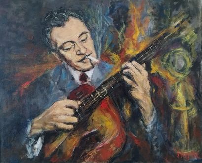 SEMPERE Flavien (1936-2022) 
Django Reinhardt
Huile...
