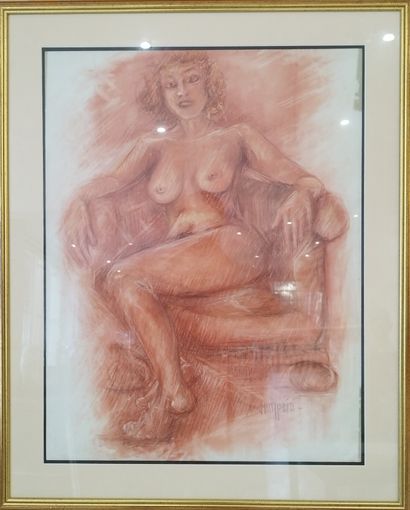 SEMPERE Flavien (1936-2022) 
Nu sur le fauteuil
Dessin...