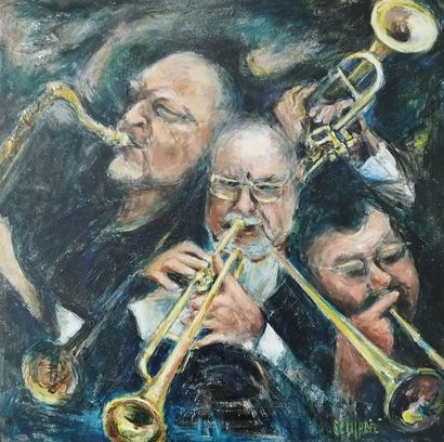 SEMPERE Flavien (1936-2022) 
Les jazzmens
Huile...