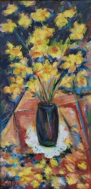 SEMPERE Flavien (1936-2022) 
Les jonquilles
Huile...