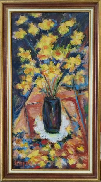SEMPERE Flavien (1936-2022) 
Les jonquilles
Huile...