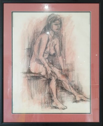 SEMPERE Flavien (1936-2022) 
Nu assise
Dessin...