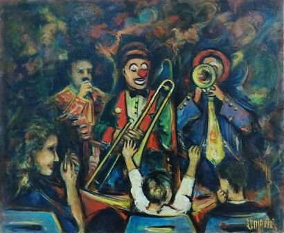 SEMPERE Flavien (1936-2022) 
Les clowns musiciens
Huile...