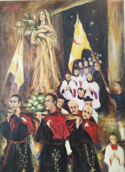 SEMPERE Flavien (1936-2022) 
La procession
Huile...