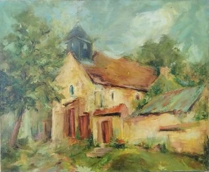 SEMPERE Flavien (1936-2022) 
L'eglise beauceronne
Huile...