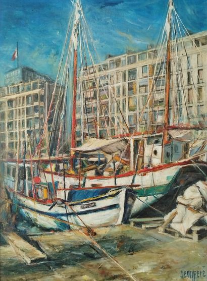 SEMPERE Flavien (1936-2022) 
Le port de Toulon
Huile...