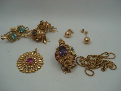 1 Paire boucles Or 18kt et pierres 13,21...