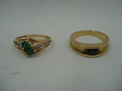 2 Bagues Or 18kt et pierres 6,78 g 