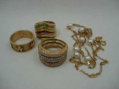 1 Collier Or 18kt et perles 6,58 g 1 Bague...