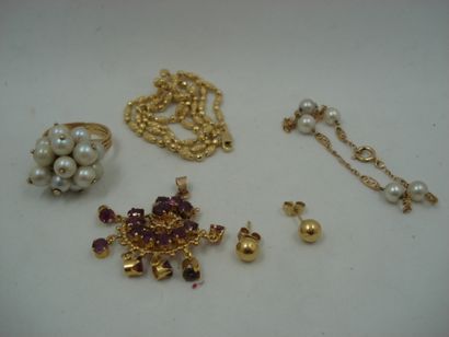 1 Bague Or jaune 18kt et perles 7,96 g 1...