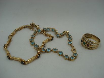 1 Bracelet souple Or jaune 18kt et pierres...