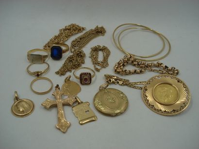 4 Bagues Or 18kt et pierres 12,69 g 2 Bracelets...