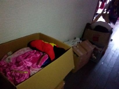 lot de cartons contenant des costumes