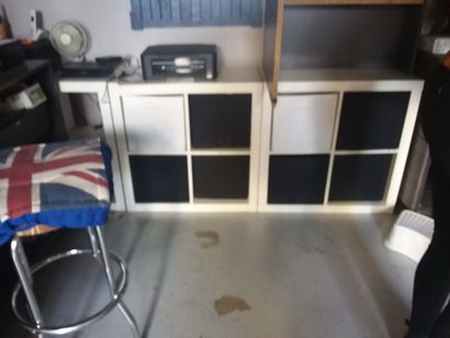 agencement 
7 étagères en stratifié 
bureau...